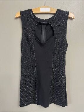 CACHE Medium Studded Bodycon Sleeveless Black Dress